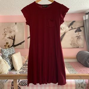 Burgundy Jersey Skater Dress